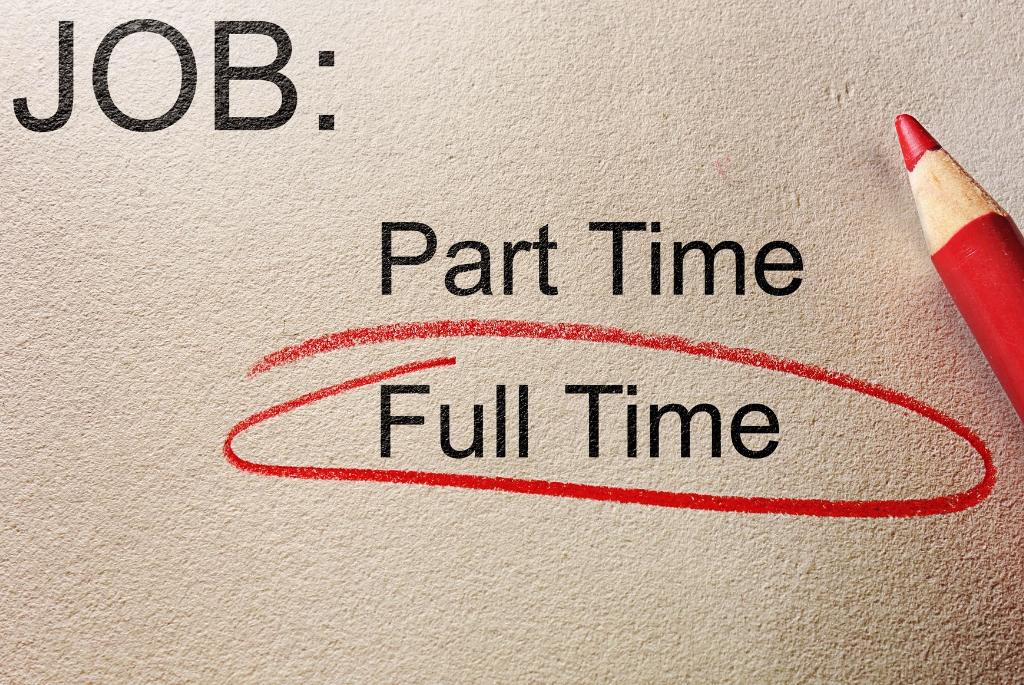 Circle around the words "full time" under the words "part time" and "job"